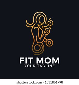 A abstract shape of fitness mom or mother logo or icon. Suitable for fitness-related brand, especially women