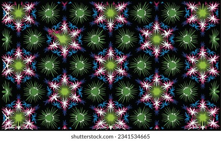 Flor de forma abstracta en el patrón de fondo de textura negra. Diseño de fondo de paredes de flores para la decoración. Ilustración vectorial.