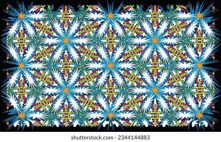 Abstract shape flower in black texture background pattern. Flora wallpaper pattern design for decoration. Vector illustration.