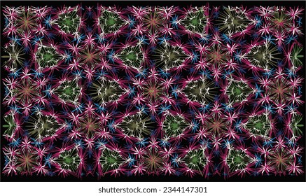 Flor de forma abstracta en el patrón de fondo de textura negra. Diseño de fondo de paredes de flores para la decoración. Ilustración vectorial.