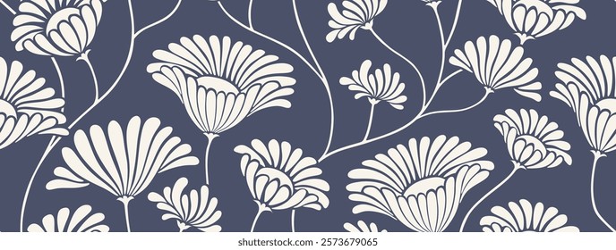 Abstract shape flower organic seamless pattern. floral abstract background.