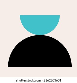 Abstrakte Form Form Form grafische Geometrische Boho Poster Vorlage. Vorlage für einfaches Bildblau-Schwarz-einfarbiges Element
