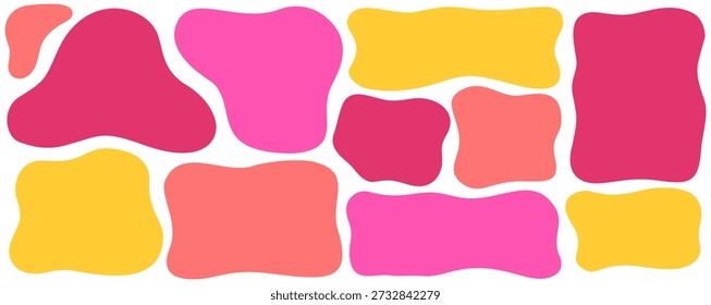 Abstract shape frame with organic rectangle lines, wavy doodle style and playful square details, hand drawn look with soft organic shape and wavy motion.