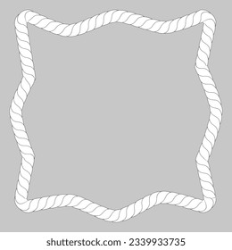 abstract shape, frame from white rope for element design, isolated on gray
