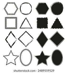 Abstract shape frames. Vector collection. Geometric borders. Creative design elements.