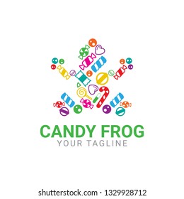 Abstract shape of frog, made from candies, for candies industries