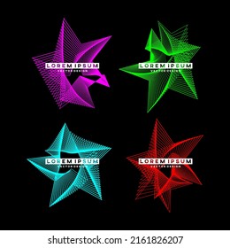 Abstract Shape Of Geometric Star Outline Design Elements. Vector Illustration