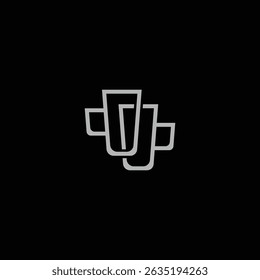 Abstract shape Glass cup icon vector illustration with black background.