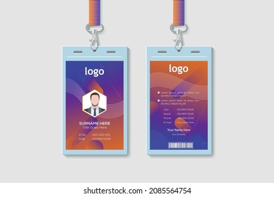 Abstract Shape with Gradient Style ID Card Design Template. Easy to Use and Customize. Ready to Print. Vector Illustration