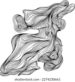 Abstract shape. Hand drawn illustration. Ink painting style composition.