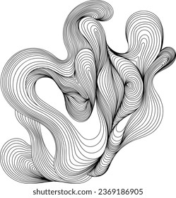 Abstrakte, handgezeichnete Liniengrafik in Form von Formen. Farbige Farbgestaltung für Dekoration oder Hintergrund.