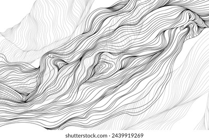 Línea dibujada a mano de forma abstracta . Composición de estilo de pintura de tinta para decoración o fondo.