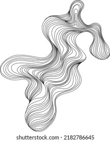 Abstract shape. Hand drawn vector illustration. Ink painting style composition