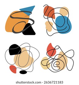 Abstract shape icon. Colorful curve pattern. Modern art style. Vector creative design.