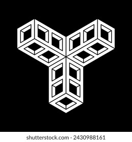 Abstraktes Shape-Symbol isoliert auf schwarzem Hintergrund. Designelement. Vektorgrafik.