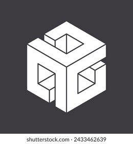 Abstract shape icon isolated on grey background. Geometric logotype designs. Vector illustration.