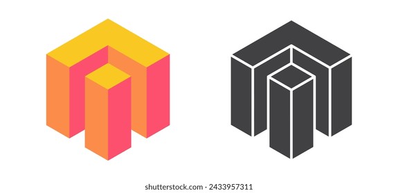 Icono de forma abstracta aislado sobre fondo blanco. Diseños de logotipos geométricos. Ilustración vectorial.