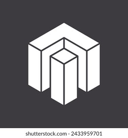 Abstract shape icon isolated on grey background. Geometric logotype designs. Vector illustration.