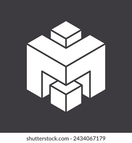 Abstract shape icon isolated on grey background. Geometric logotype designs. Vector illustration.