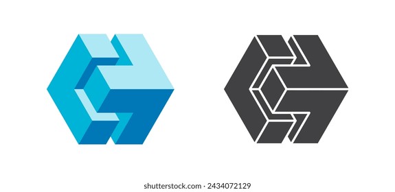 Abstract shape icon isolated on white background. Geometric logotype designs. Vector illustration.