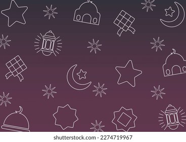 Abstract shape of icon pattern of moon, star, mosque, cloud, lantern, islamic theme geometric design. for gift wrapping and beautiful textiles