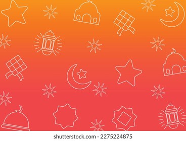 Abstract shape of icon pattern of moon, star, mosque, cloud, lantern, islamic theme geometric design. for gift wrapping and beautiful textiles