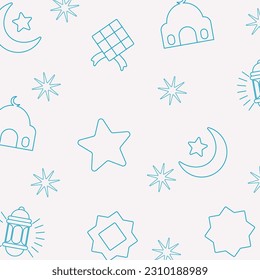 Abstract shape of icon pattern of moon, star, mosque, cloud, lantern, Islamic themed geometric design. social media template, for beautiful gift wrapping and textiles