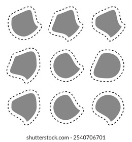 Abstract shape icons. Geometric vector forms. Dotted outline details. Minimalist design.