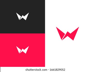 Abstract shape icons. Initial letter W with lightning. Electric logo vector. Flash vector logotype. Best for identity and logotypes.