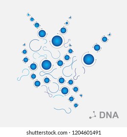 Abstract shape, innovation tech, unusual circles connected to each other, vector modern logo template. medical technology sign.