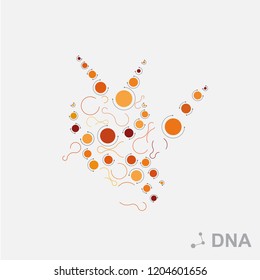 Abstract shape, innovation tech, unusual circles connected to each other, vector modern logo template. medical technology sign.