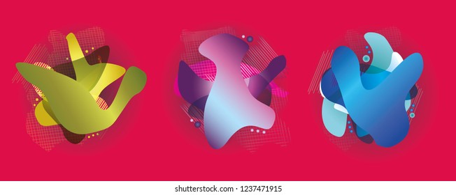 Abstract shape. Isolated gradient form on a crimson background. Vector illustration.