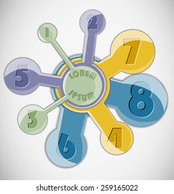 Abstract shape layout with numbers.
