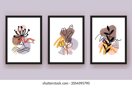 forma abstracta y hoja boho moderno clipart minimalista