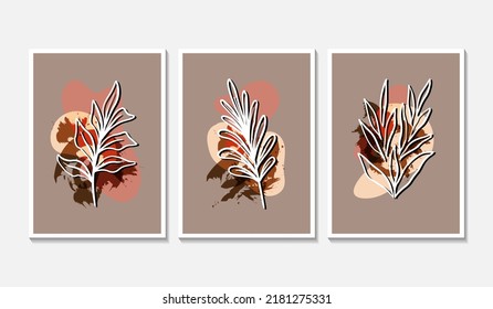 Abstract shape and leaf boho modern minimalist clipart