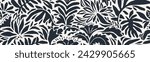 Abstract shape leaf and flower organic seamless pattern. black floral leaves geometric pattern on white background. leaves silhouette summer pattern modern vector style.