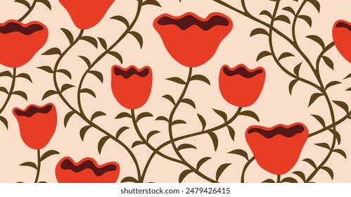 Abstract shape leaf and flower organic seamless pattern. floral leaves geometric background.