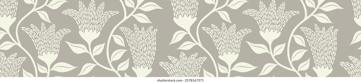 Abstract shape leaf and flower organic seamless pattern. floral geometric pattern on white background. 