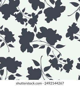  motif harmonieux de feuille de forme Abstrait. motif géométrique de feuilles floral noires sur fond blanc. motif d'été de silhouette de feuilles