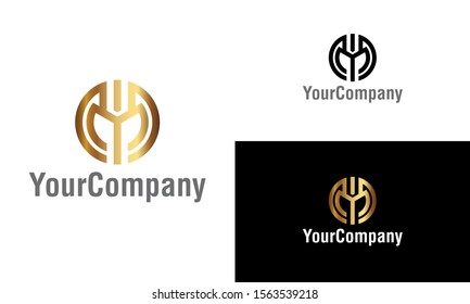 Abstract shape and letter YMO logo template design. Creative vector emblem, for icon or design concept. Abstract shape and creative letter  YMO logo template design.