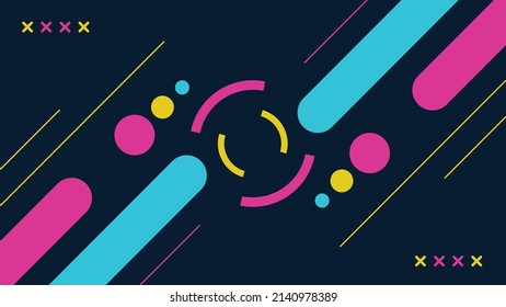 Abstract Shape and Line Background Multicolored Cyan Pink Yellow