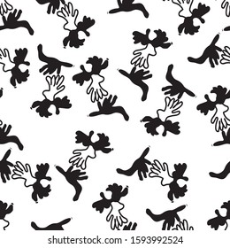 Abstract shape line black and white vector seamless pattern