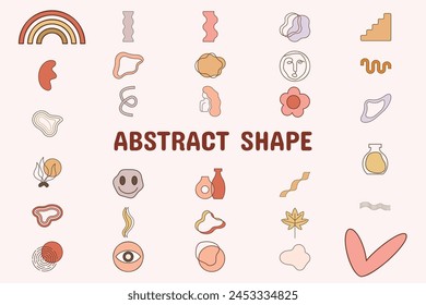 Abstract Shape Lineal Color Vector Illustration Icon Sticker Set Design Materials