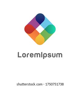 Abstract shape logo design template. Color vector. Creative idea concept, icon, sign, symbol, identity, branding for business, science, tech, technology, education, construction, equipment, print.