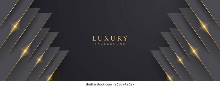 Abstract shape luxury gold line shadow overlap on dark grey background