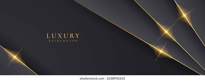 Abstract shape luxury gold line shadow overlap on dark grey background