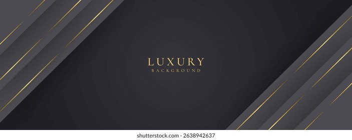 Abstract shape luxury gold line shadow overlap on dark grey background