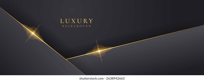 Abstract shape luxury gold line shadow overlap on dark grey background