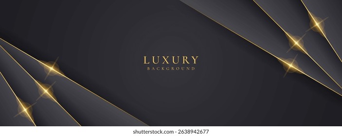 Abstract shape luxury gold line shadow overlap on dark grey background