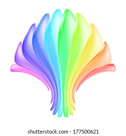 Abstract shape made of colorful transparent layers. Illustration on white background